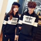 Couple Matching Lettering Color Panel Hoodie