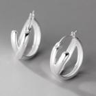 Geometric Sterling Silver Hoop Earring 1 Pair - Silver - One Size