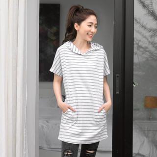Hooded Stripe T-shirt Dress