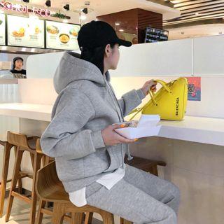 Set: Hooded Neoprene Pullover + Band-waist Pants