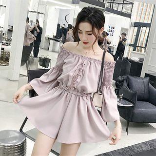 Long-sleeve Off-shoulder Playsuit
