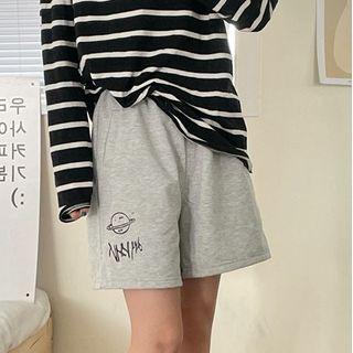 Planet Print Straight Cut Shorts