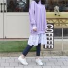 Round-neck Lace-hem Pullover Dress