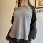 Bell Sleeve Color-block Knitted Loose-fit Top