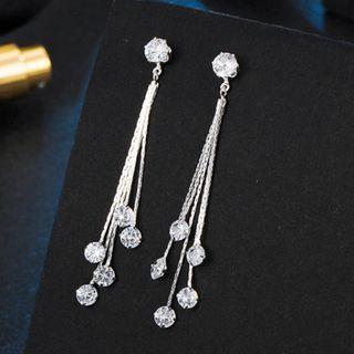 Rhinestone Fringed Alloy Earring
