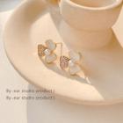 Faux Pearl Flower Stud Earring 1 Pair - E4649 - Gold - One Size