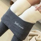 High-waist Embroidered Lettering Fleece Legging