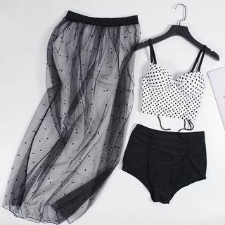 Set: Polka Dot Bikini + Cover Up Skirt