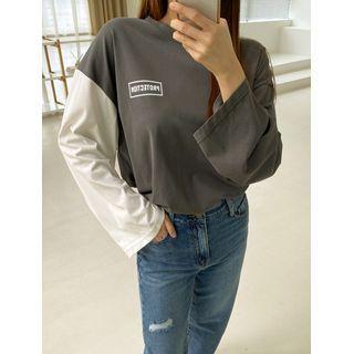 Letter-printed Two-tone T-shirt