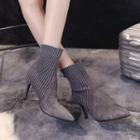 Knit Panel Pointed Heel Sandals