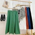 Plain Button-up Midi Skirt