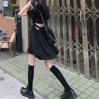 Cutout Tie-back Mini Shirtdress