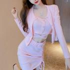 Set: Camisole Top + Light Jacket + Pencil Skirt