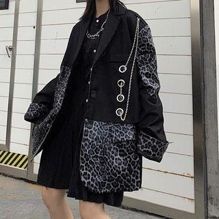 Couple Matching Leopard Panel Chain Detail Blazer