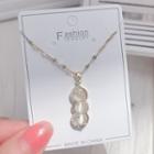 Faux Cat Eye Stone Rhinestone Pendant Stainless Steel Necklace Gold - One Size