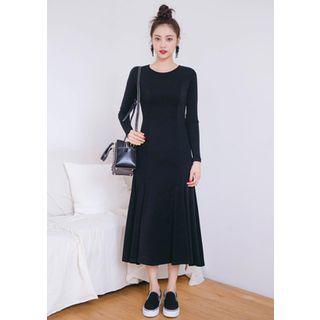 Long-sleeve Maxi Flare Dress