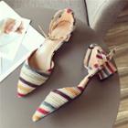 Striped Block-heel Pumps