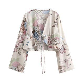 Floral Print Tie-front Cropped Jacket