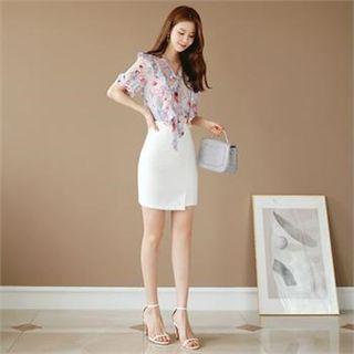 Tall Size Asymmetric-hem Pencil Skirt