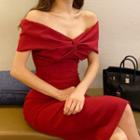 Off-shoulder Twisted Sheath Dress