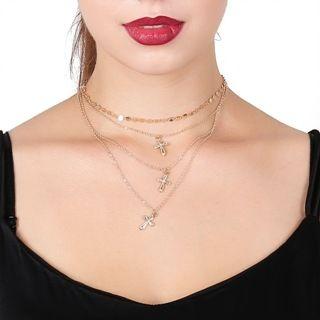 Cross Multi-strand Necklace