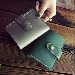 Buttoned Faux-leather Short Wallet