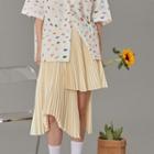 Irregular Pleated Midi A-line Skirt