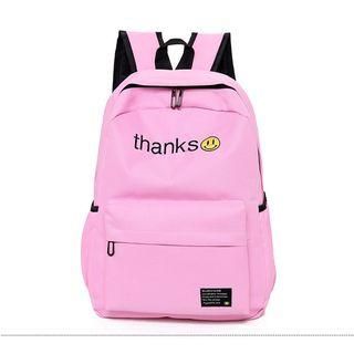 Smiley Embroidered Nylon Backpack