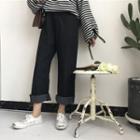 Plain High-waist Straight-leg Jeans