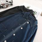 Long Buttoned Denim Jacket