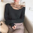 Long-sleeve Cross Strap T-shirt