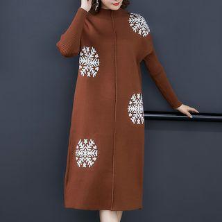 Snowflake Mock-turtleneck Knit Dress