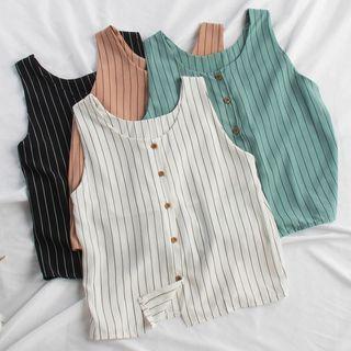 Striped Buttoned Tank Top