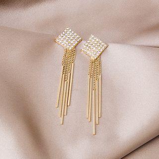 Rhinestone Fringed Earring E3220 - As Shown In Figure - One Size