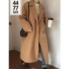 Double-breasted Loose-fit Long Coat Beige - One Size