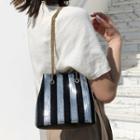 Striped Sequined Bucket Bag