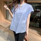 Half-placket Cuff-sleeve Blouse