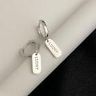 925 Sterling Silver Lettering Hoop Drop Earring 1 Pair - Silver - One Size