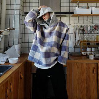 Loose-fit Plaid Hooded Pullover