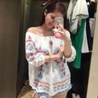 Off-shoulder Tassel-trim Top