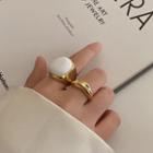 Set Of 3: Alloy Ring Set - Gold & White - One Size