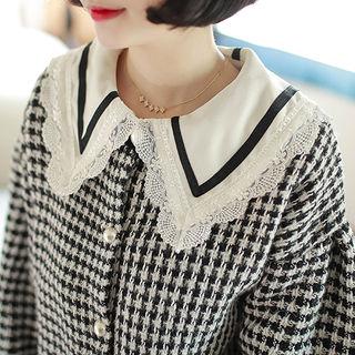 Faux-pearl Button Tweed Wool Blend Cardigan