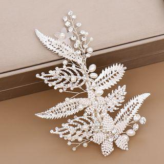 Faux Pearl Leaf Hair Clip White - One Size