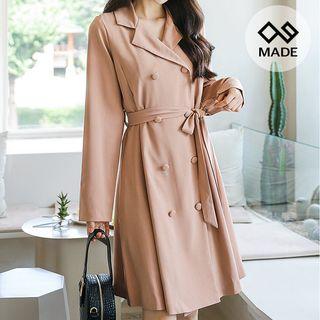 Double-breasted Tie-waist Midi Coatdress