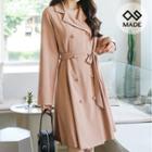 Double-breasted Tie-waist Midi Coatdress
