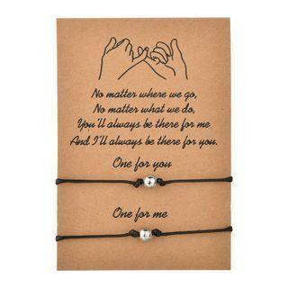 Set Of 2: Beaded Bracelet Black - One Size