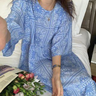 Short-sleeve Pattern Loose Fit Dress