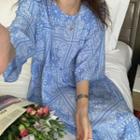 Short-sleeve Pattern Loose Fit Dress