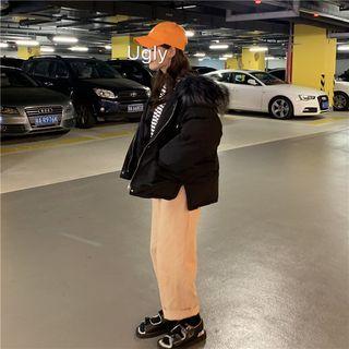 Furry Trim Hooded Puffer Jacket