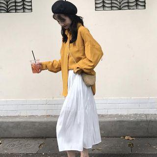 Plain Shirt / Midi A-line Skirt
